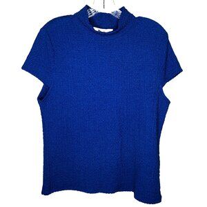 DKNY Women's puckered knit Lapis Blu top, size L, NWT